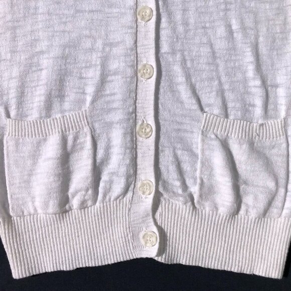 white cotton cardigan women S long sleeve button up pockets Mossimo Supply Co - Picture 2 of 8